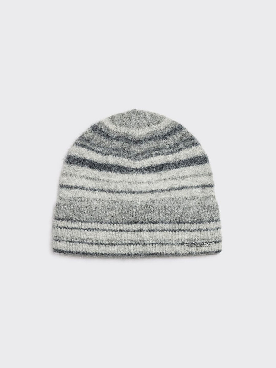 fluffy alpaca stripe beanie