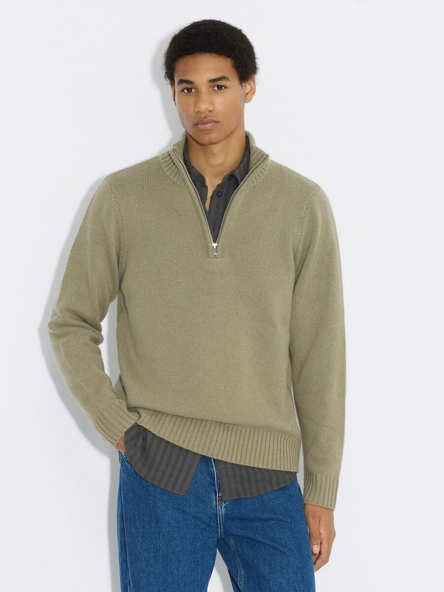 half-zip wool sweater
