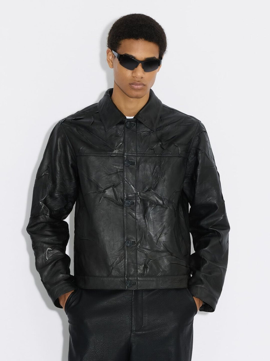 classic-fit leather jacket