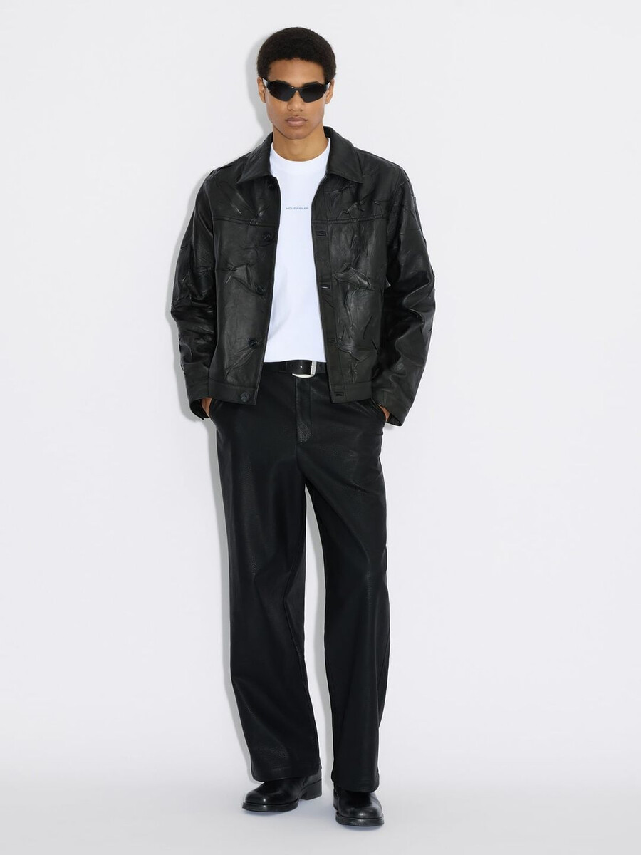 classic-fit leather jacket