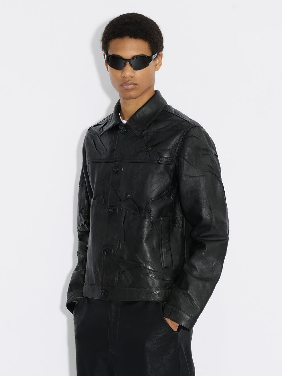 classic-fit leather jacket