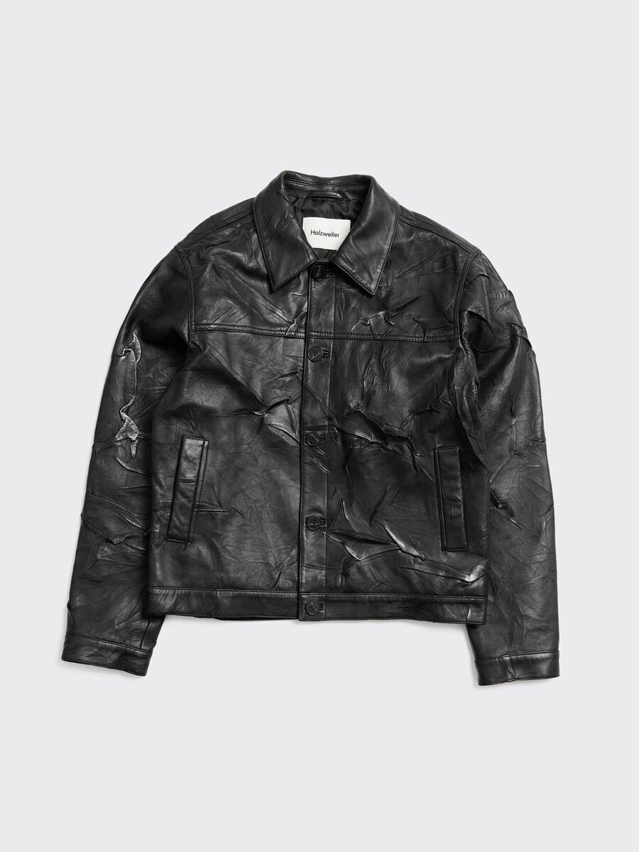 classic-fit leather jacket