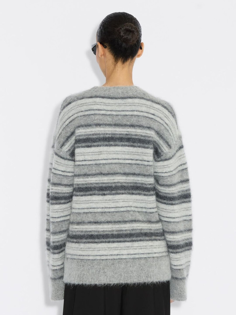 fluffy stripe crewneck sweater